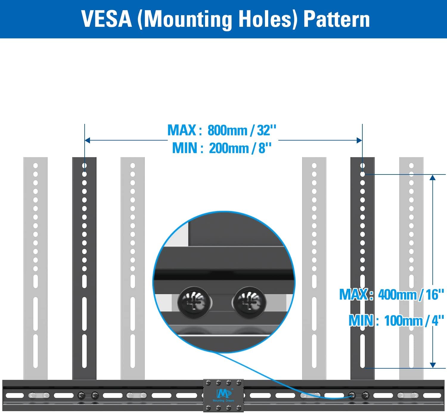 Thumbnail 5 de Mounting Dream Universal Soundbar Bracket for TVs (VESA up to 800x400mm) – Wall or TV Mount