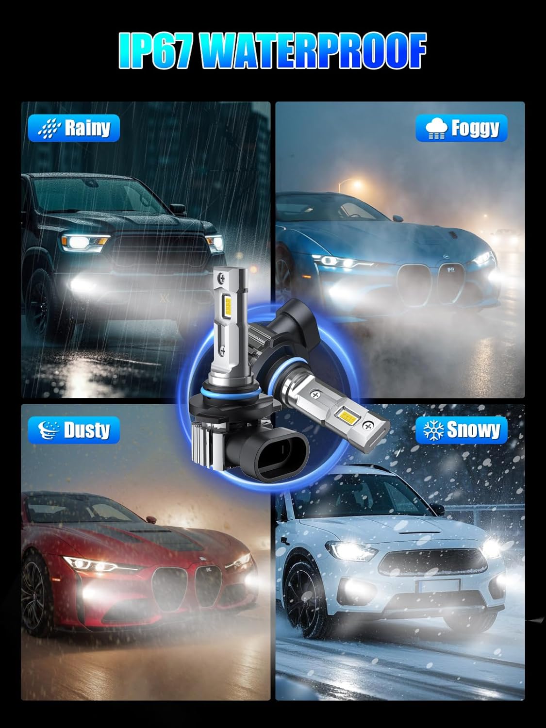 Thumbnail 5 de RCJ 9005 9006 Bulbs Combo: 600% Brightness, 6000K Cool White, Plug-and-Play Dual Beam Kit