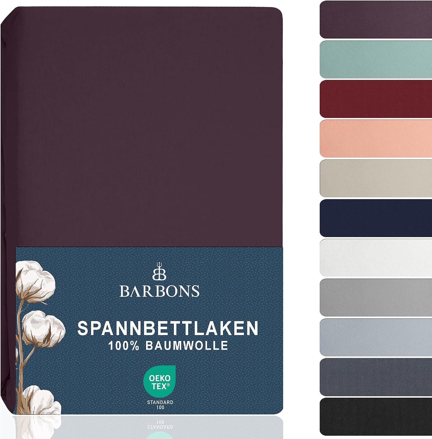Detalle de BARBONS Spannbettlaken 120x200 cm – 100% Baumwolle, Jersey, Oeko-Tex, Dunkelgrau