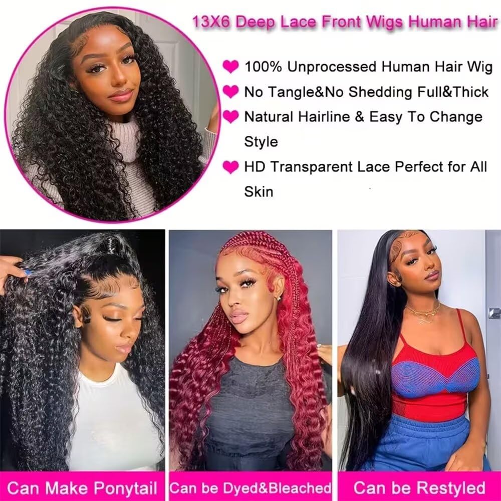 Detalle de Hotsea 30 Inch Deep Wave 13x6 HD Transparent Lace Front Wig (200% Density, Glueless)