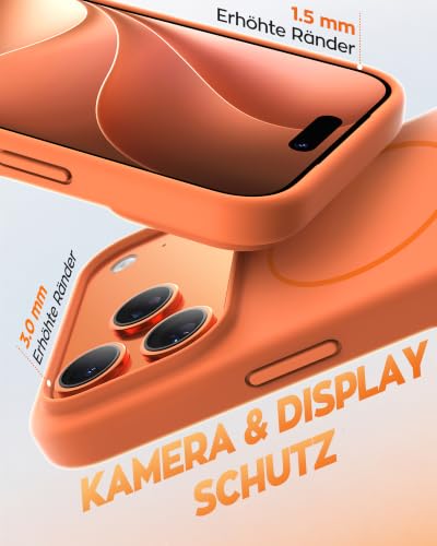 Thumbnail 4 de TOCOL Flüssig Silikon-Magnethülle für iPhone 17 Pro in Orange – sicherer MagSafe-Schutz
