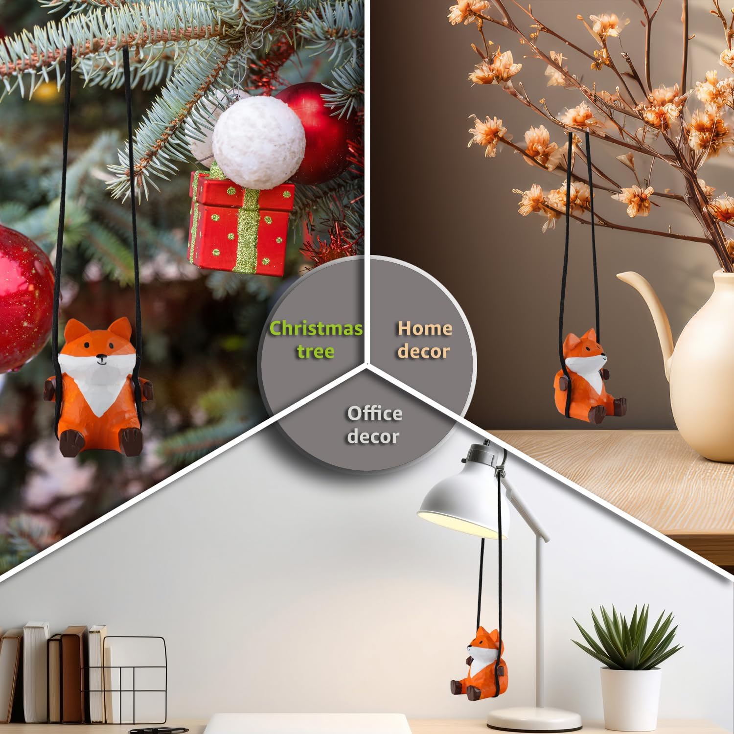 Detalle de VIPbuy Handmade Wooden Swinging Fox Car Ornament