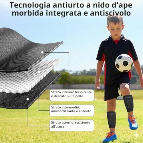 Detalle de AYBUY Parastinchi da Calcio in nido d'ape con cuscinetti EVA da 10 mm – 1 paia