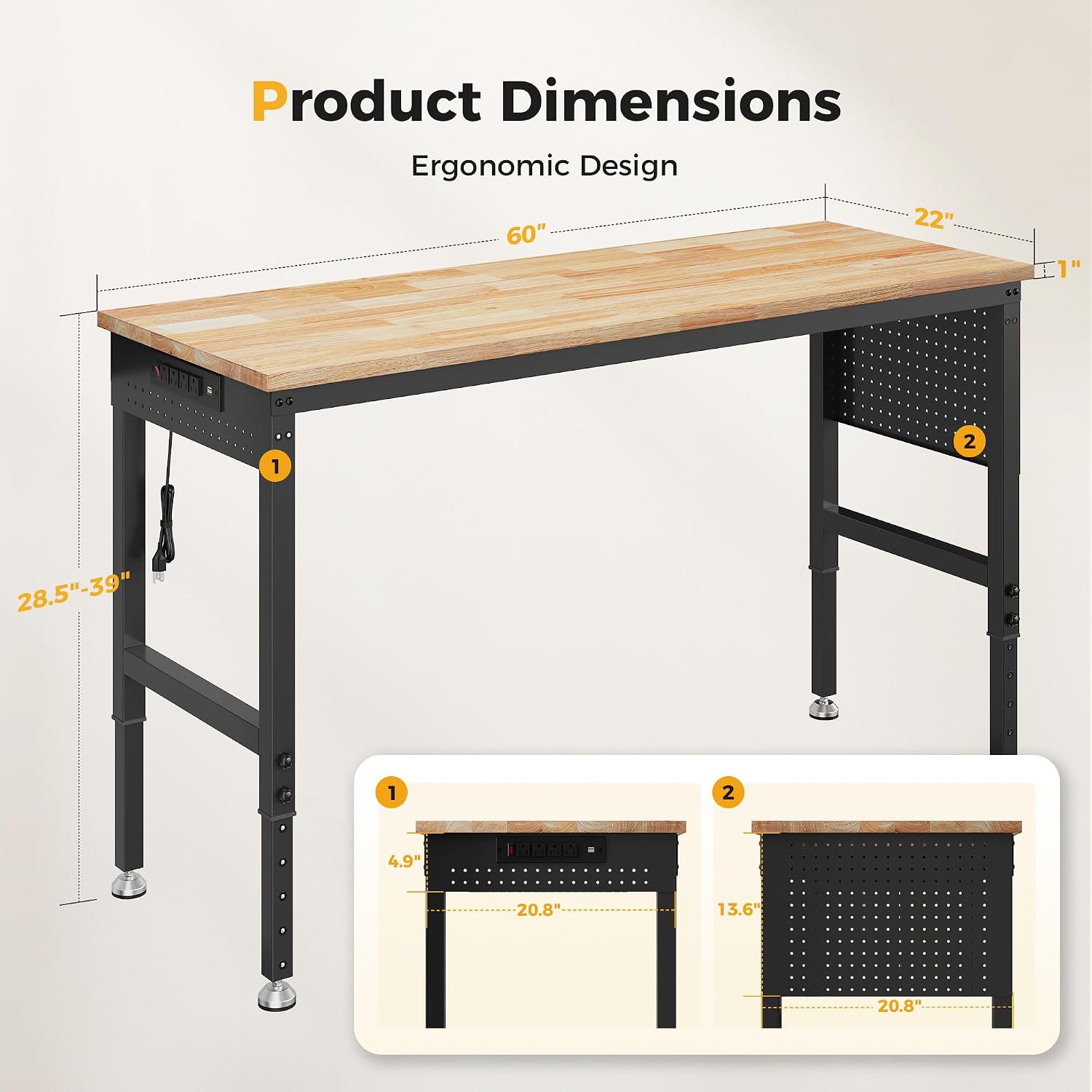 Detalle de CAMMOO Adjustable Workbench 60-Inch