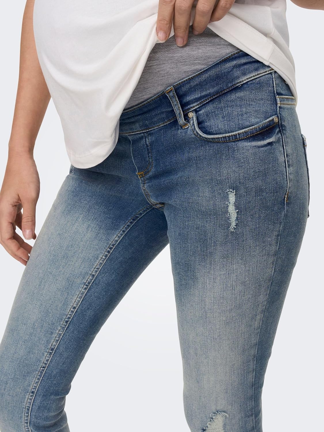 Detalle de JACK & JONES Olmblush Mid SK Ank Raw DNM – Jeans Donna