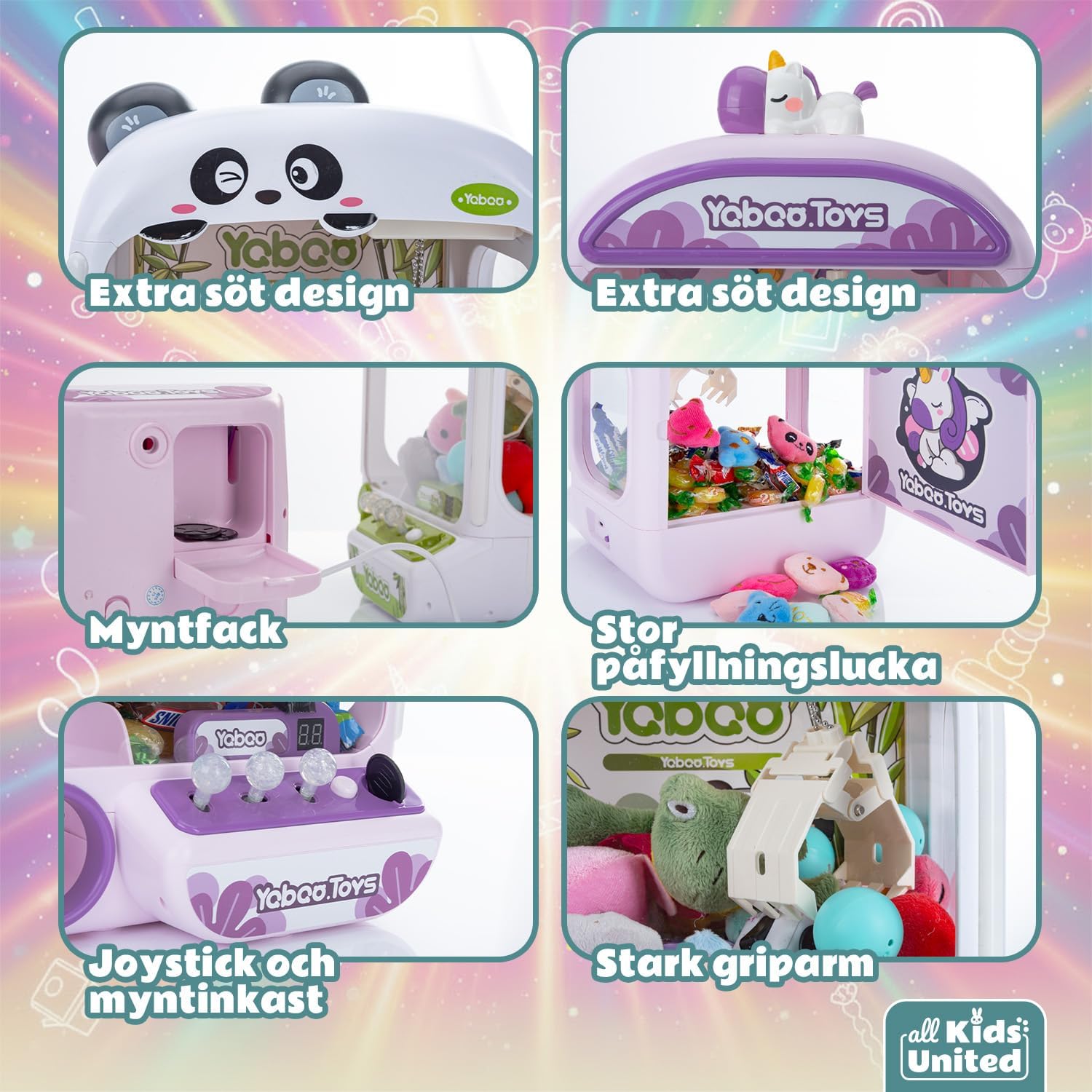 Detalle de GOODS+GADGETS gripmaskin för barn med enhörningsmotiv och 10 plyschdjur