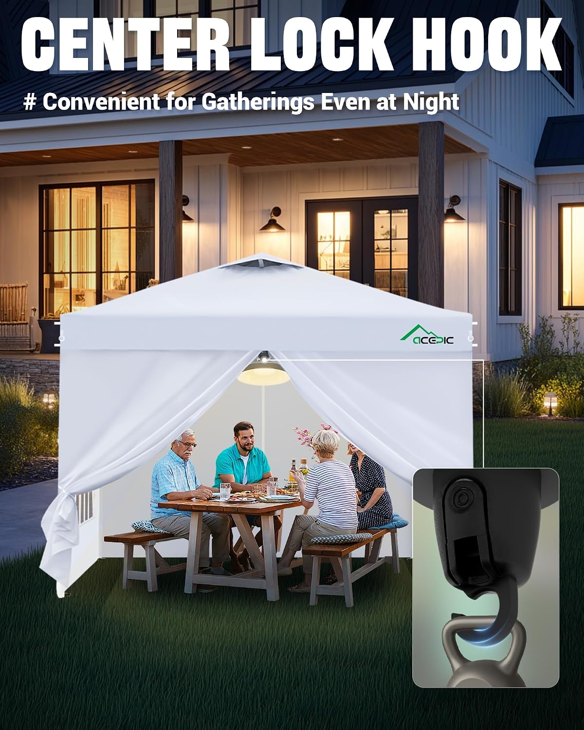 Detalle 2 de Acepic 10x10 Pop-Up Canopy with 4 Removable Sidewalls, UPF 50+