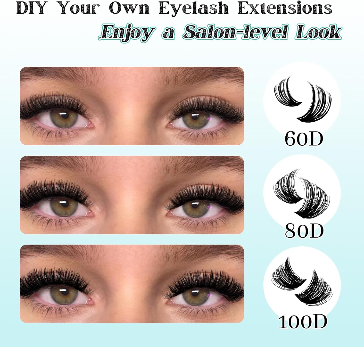 Detalle de GEMERRY Lash Clusters, 60D–100D, 8–16 mm, Black D Curl