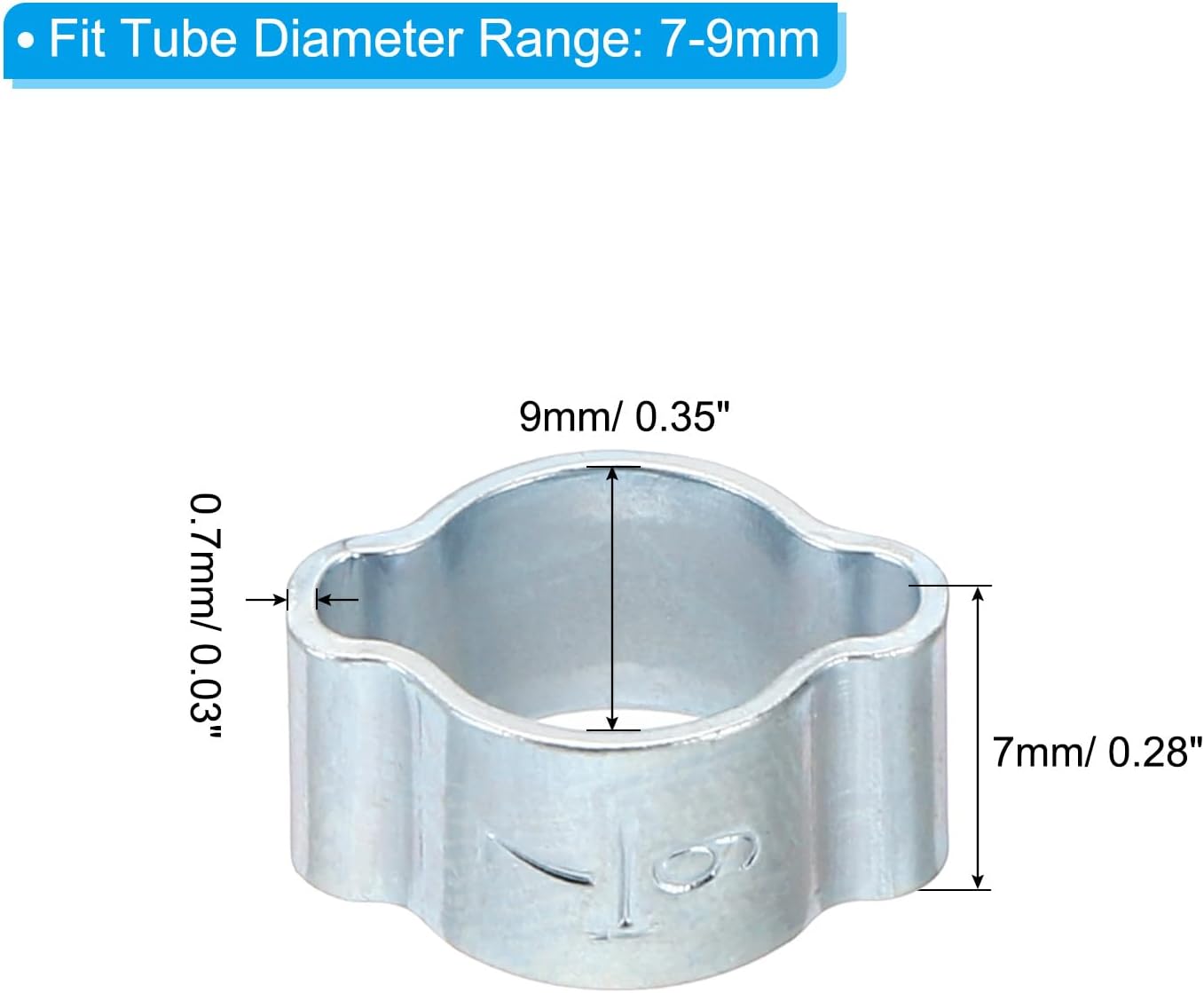 Thumbnail 1 de PATIKIL 50 Pack Double Ear Hose Clamps (7–9mm) in Galvanised Steel