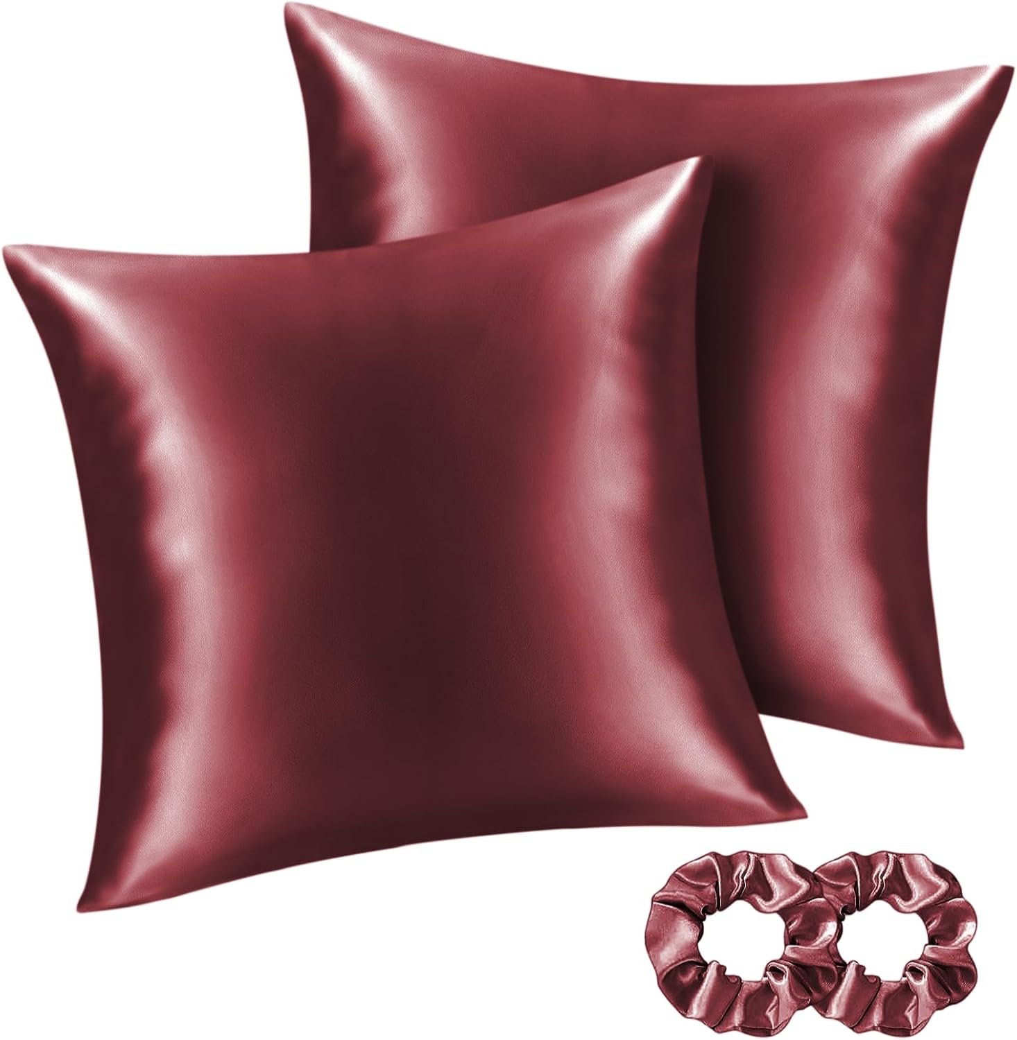 Detalle de BEDELITE Satin Kissenbezug 80×80 Rot – Kissenbezug-Set