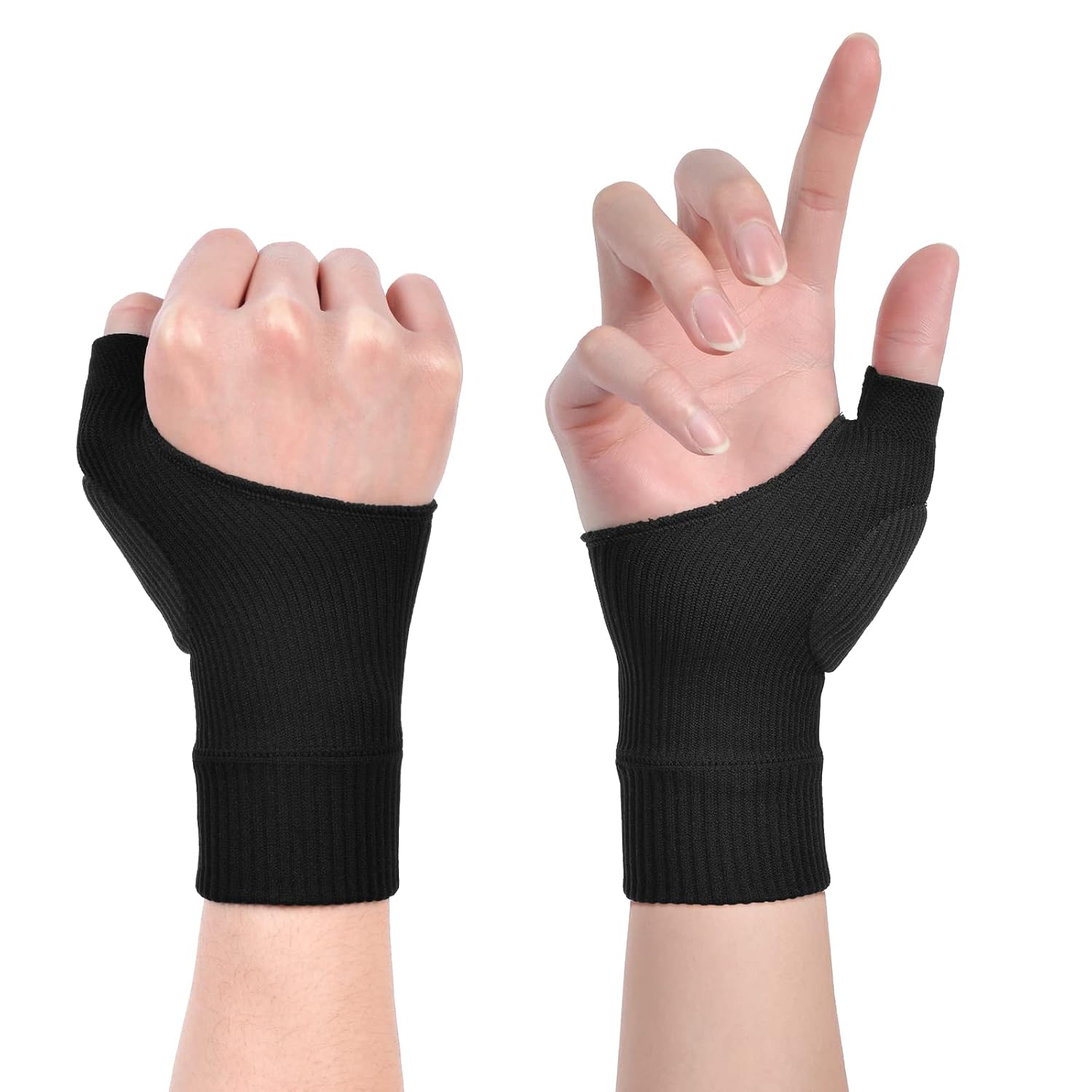 Detalle de ACWOO artrithandskar L med gelstöd för tummen och öppen fingerdesign
