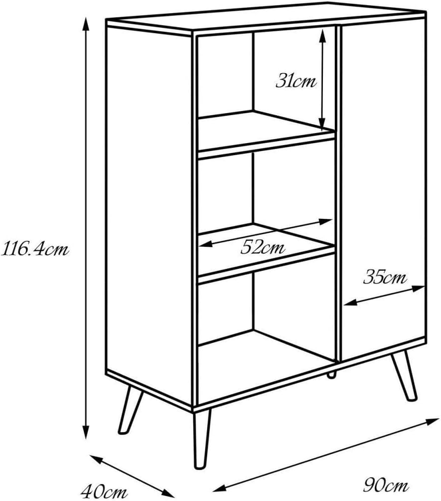 Detalle 2 de Dmora Credenza Scandi a 1 Anta e 2 Ripiani | Bianco e Rovere, 40x90x116 cm