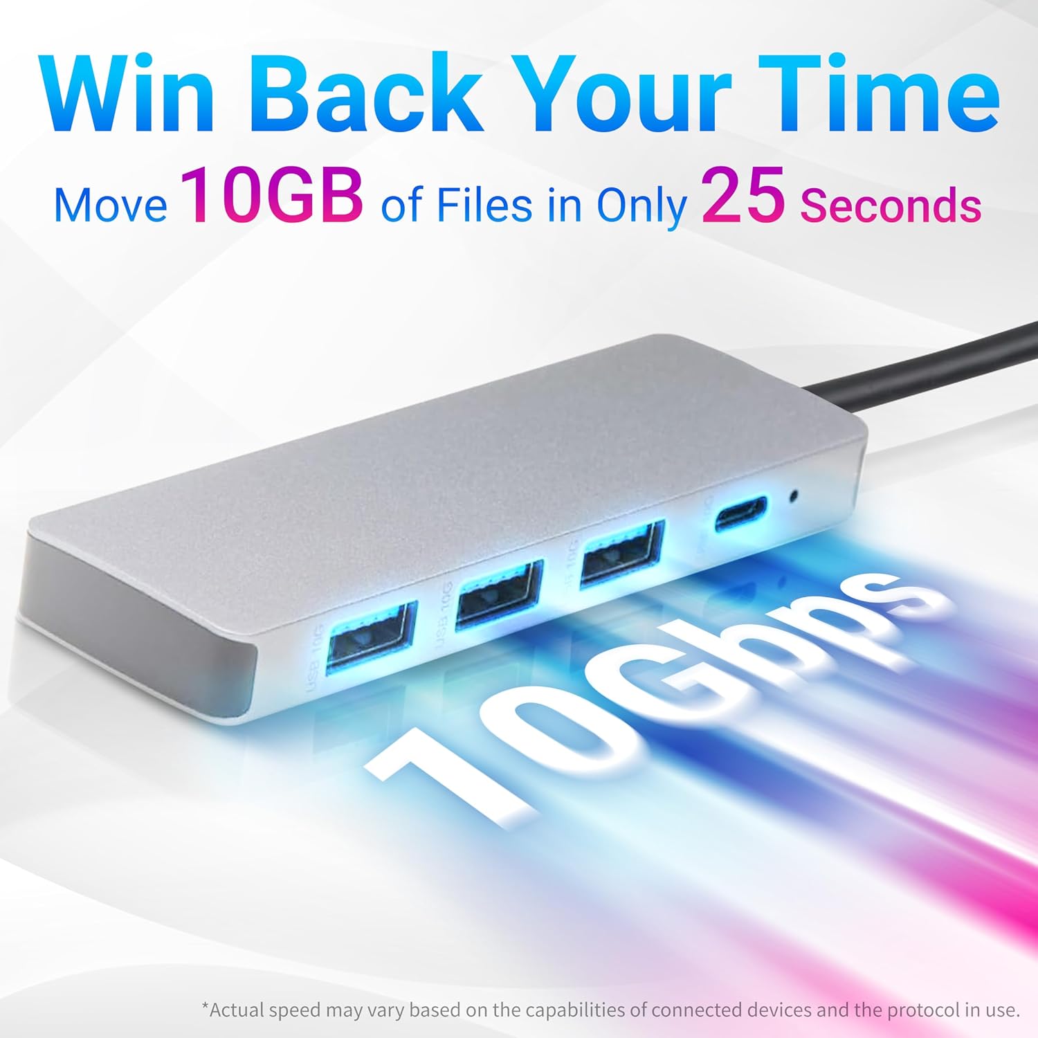 Detalle de Amazonベーシック HUC1060 USB 3.2 Gen 2ハブ、5ポート・最大10Gbps