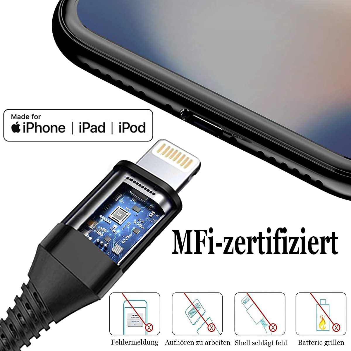 Detalle 2 de iPhone Lightning Kabel 2M+1M