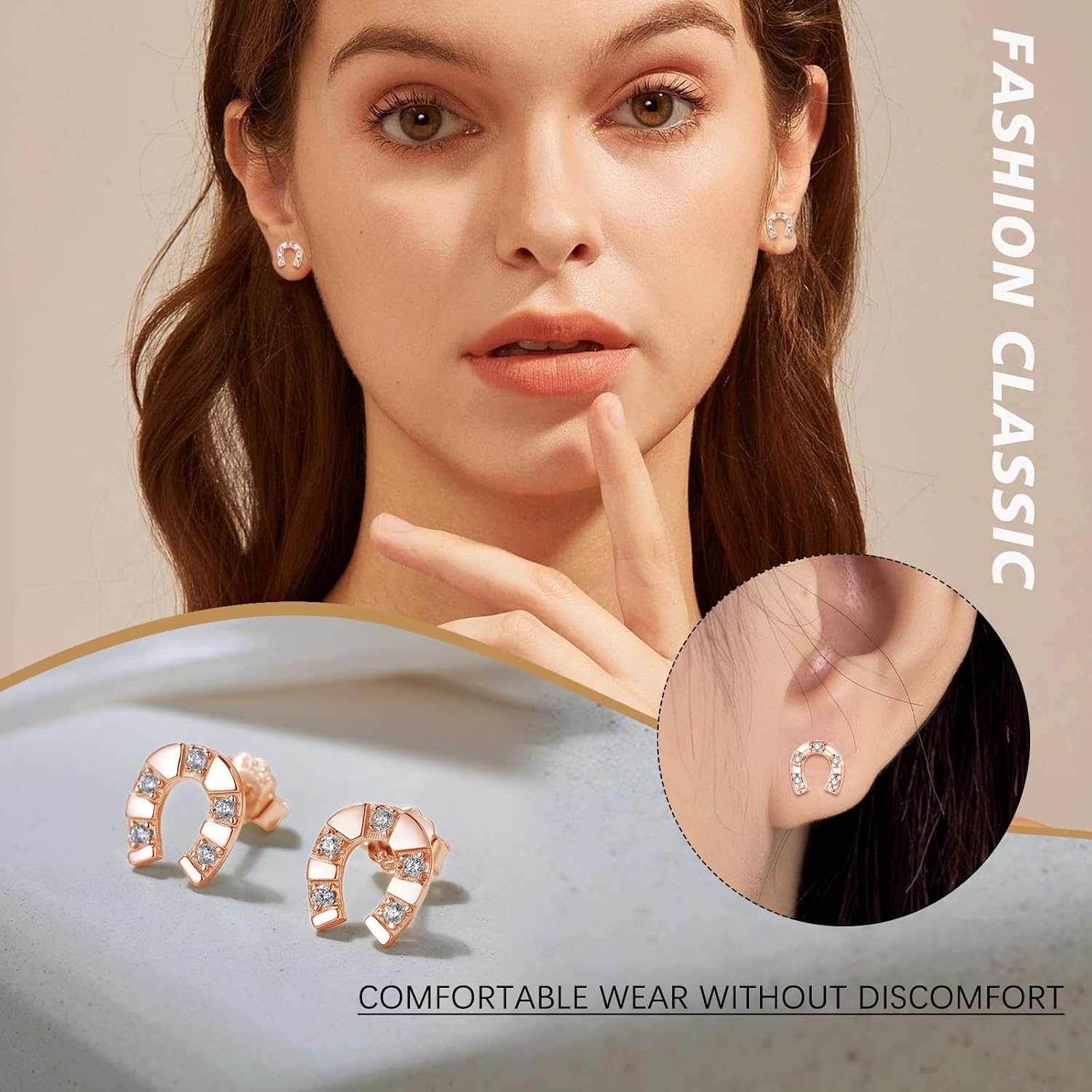 Detalle de Loutade Ohrstecker Silber 925 – Minimalistische 8 mm Schmuckstecker mit AAAAA Cubic Zirkonia