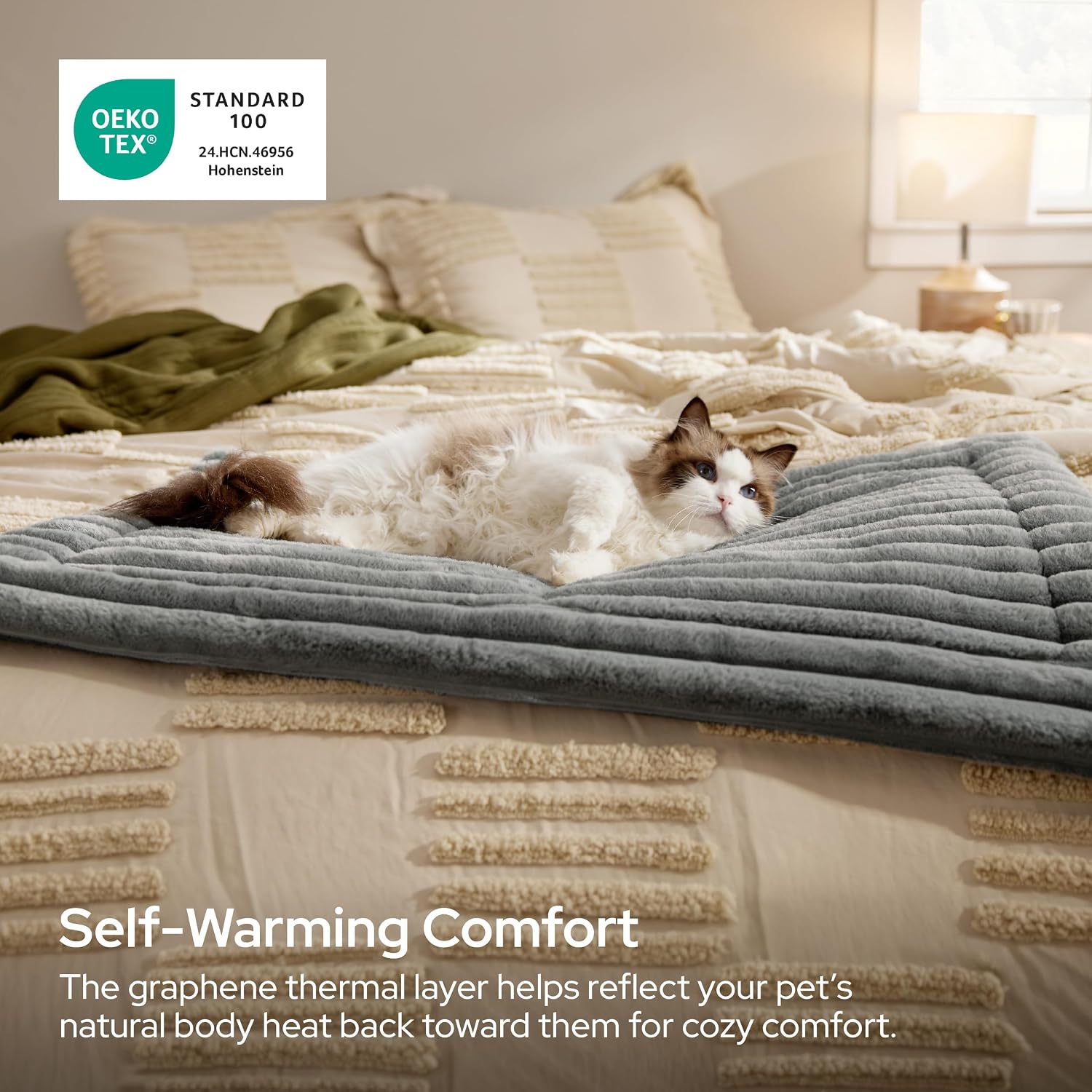 Detalle de Bedsure CA000027G0S ComfyFleece Self-Warming Cat Mat, 24 x 18-Inch