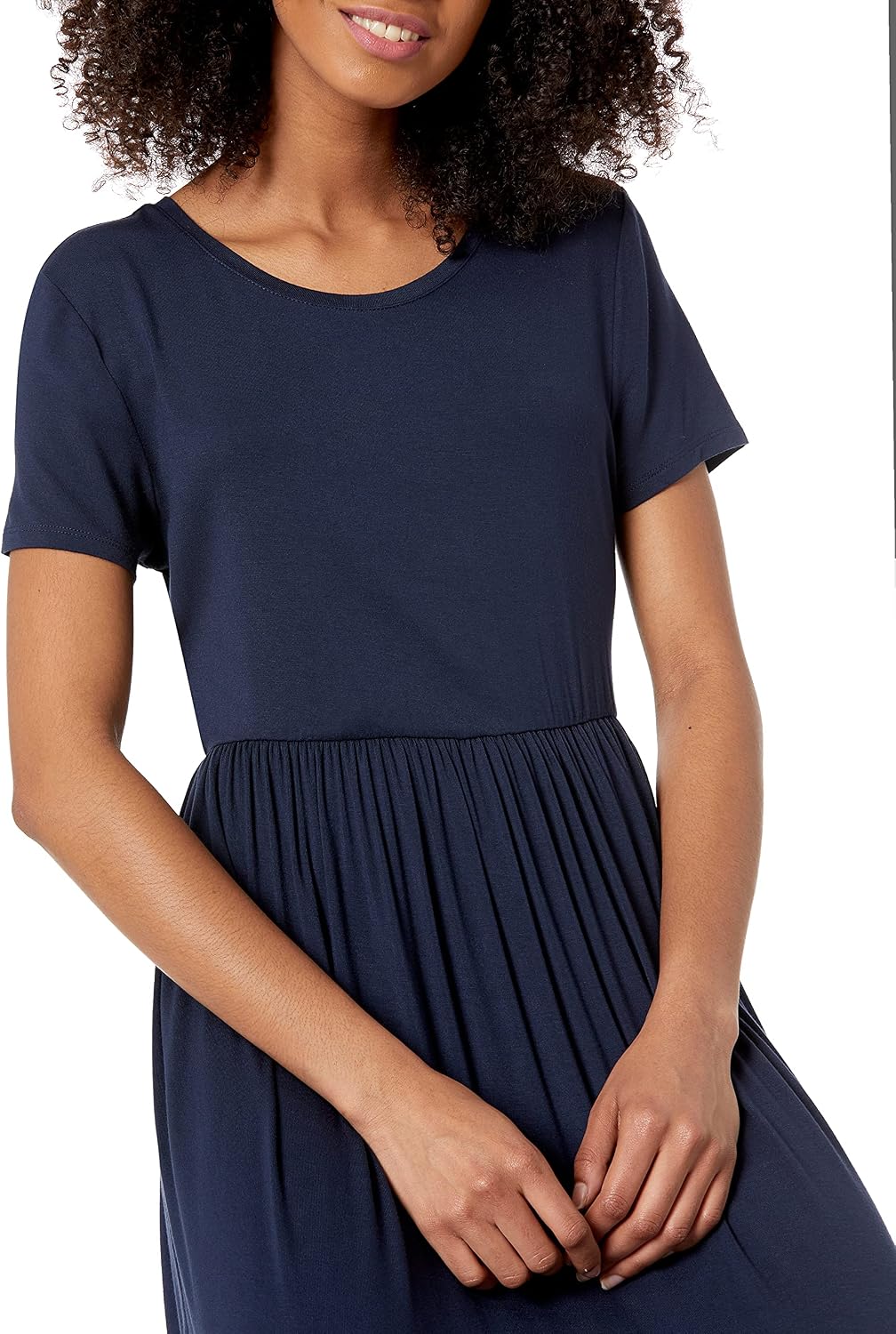 Detalle de Amazon Essentials Women's Fit and Flare Short Sleeve Waisted Maxi Dress (Plus Size)