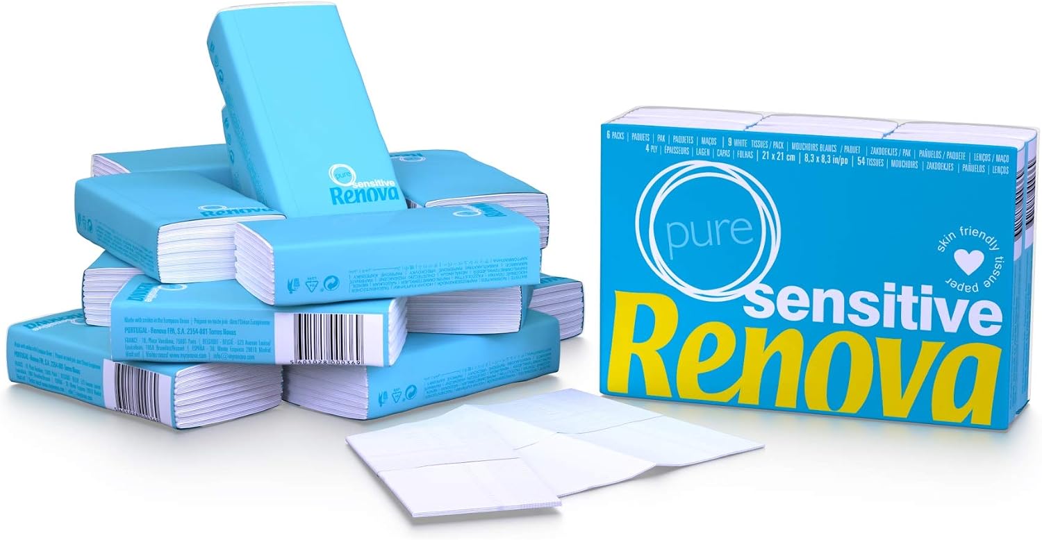 Detalle de Renova Pañuelos de Bolsillo Sensitive Pure 🌿 - 6 Pack