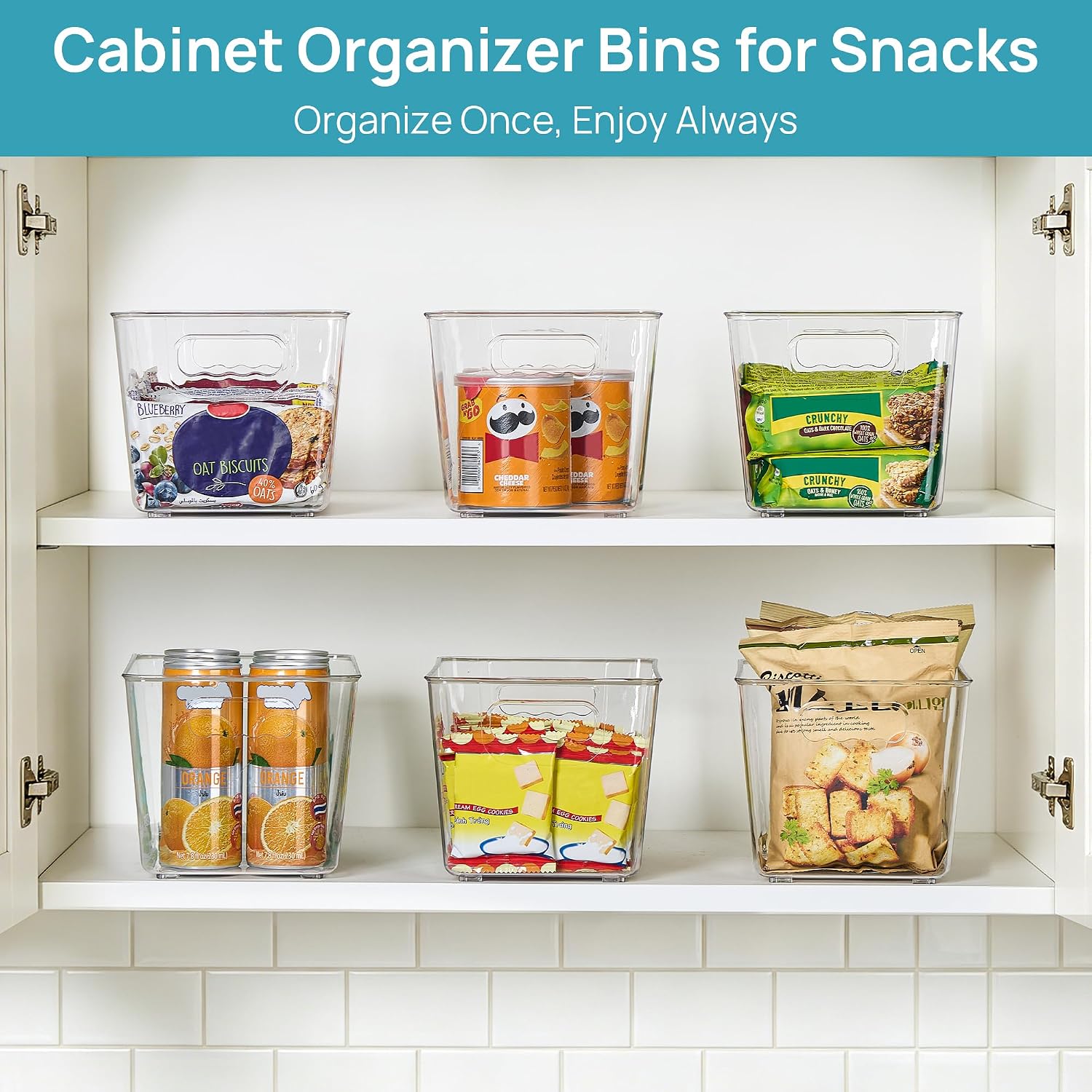 Thumbnail 2 de Vtopmart 6 Pack Clear Storage Bins – Medium, Pantry Cabinet Organizer Bins with Handles