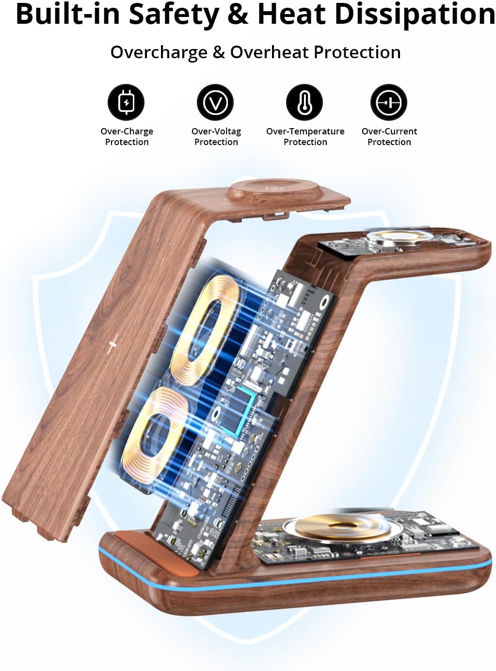 Detalle de JoyGeek 3 in 1 Wireless Charger for Samsung – Charging Station for Galaxy Phones, Watches, and Buds
