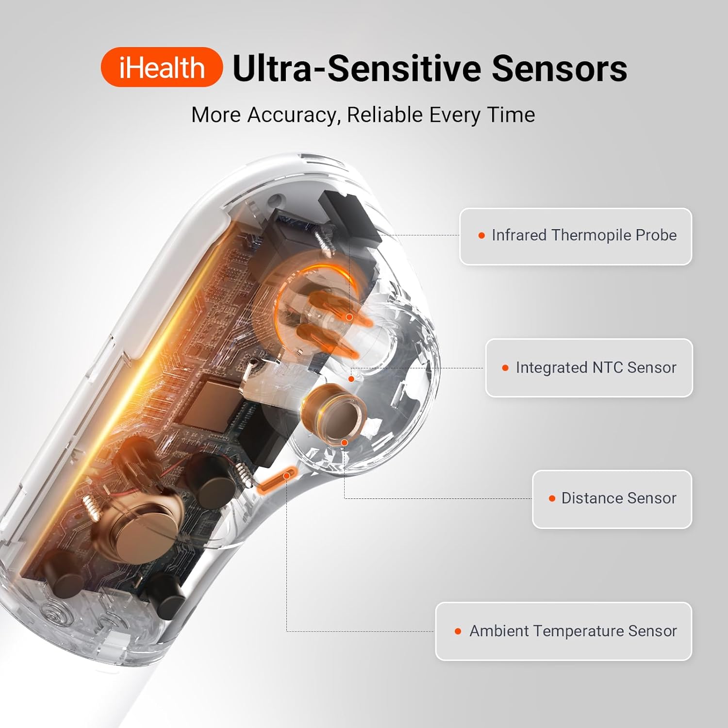 Detalle de iHealth PT3 No-Touch Forehead Thermometer — Fast, Hygienic Temperature Readings for All Ages