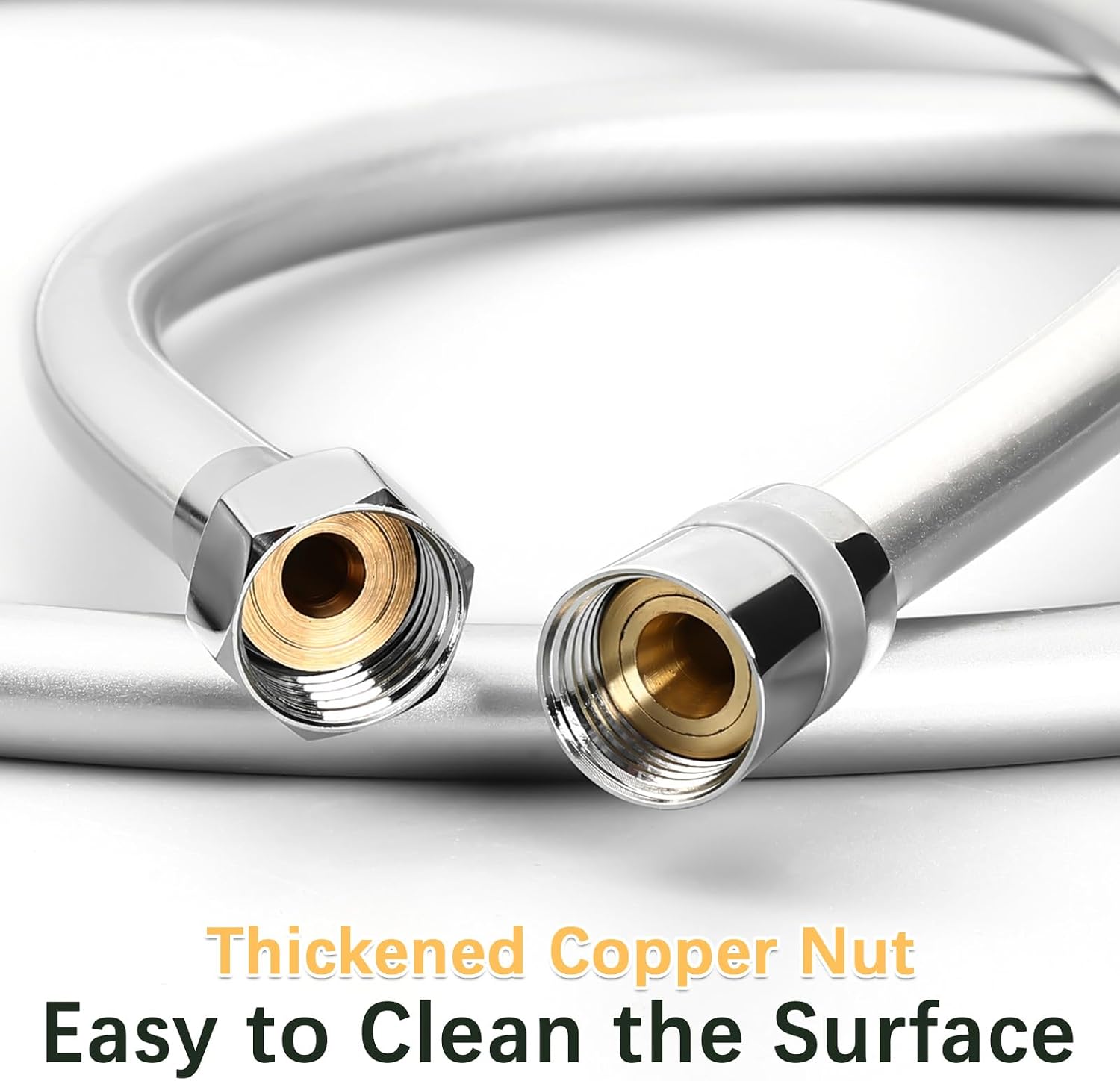 Detalle 2 de LEEFE 1m PVC Smooth Shower Hose with Brass Connections – Anti-Kink, Flexible and Easy to Install