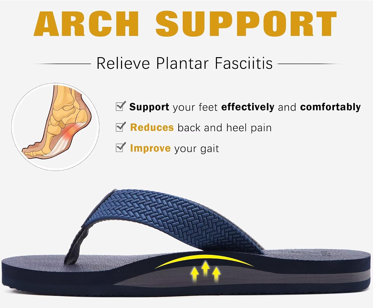 Detalle 2 de KuaiLu Leather Arch Support Flip Flops for Men