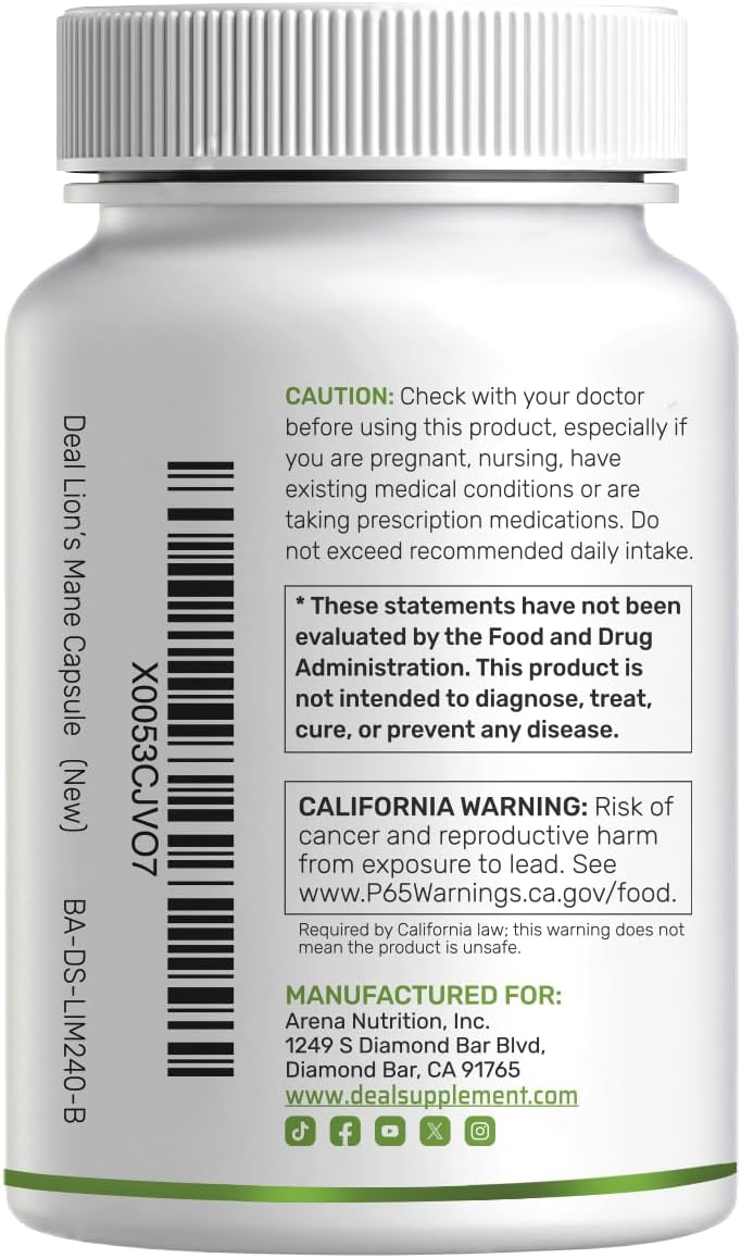 Thumbnail 6 de DEAL SUPPLEMENT Lion’s Mane Capsules, 240 Capsules