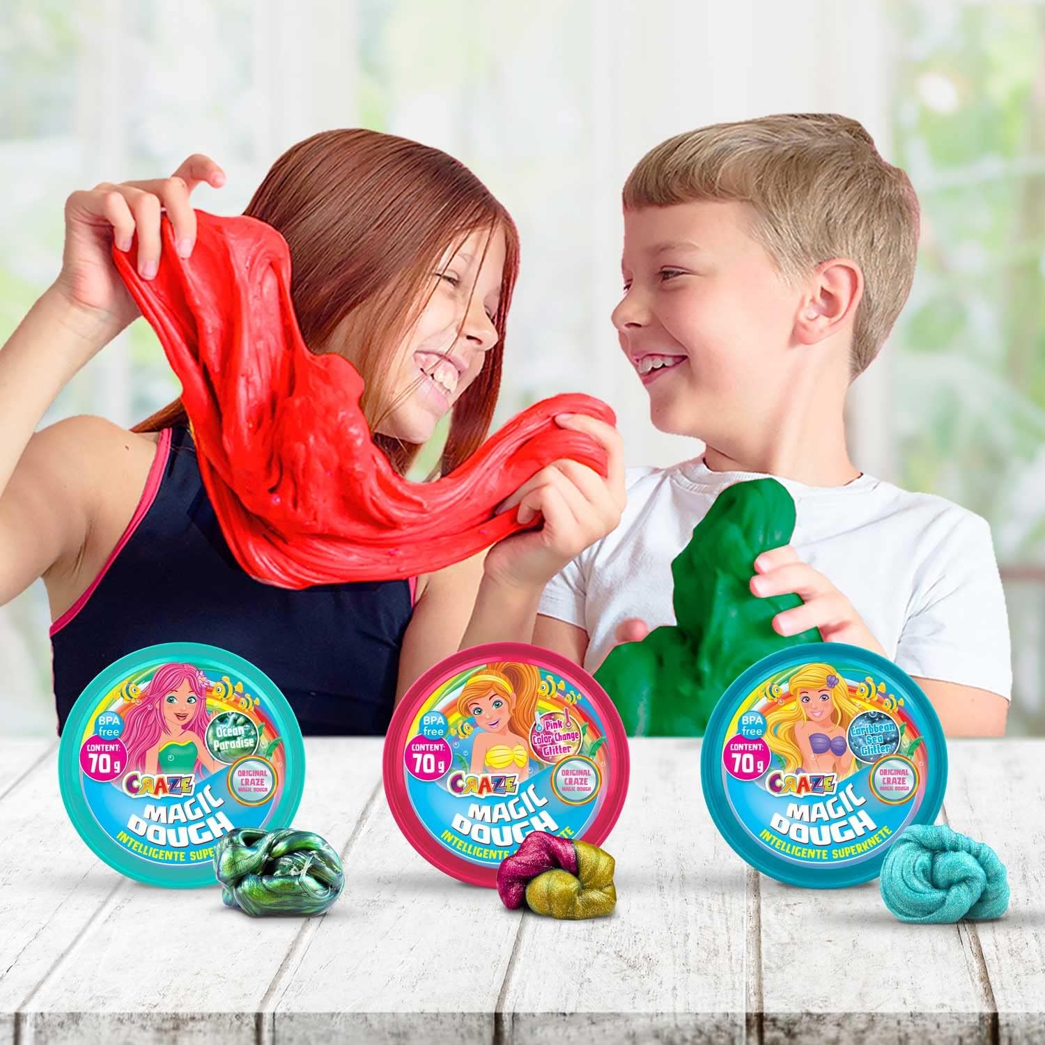 Thumbnail 3 de Magic Dough Craze 12826 Super Mastic Intelligent – pâte magique pour enfants (sirène), couleurs assorties