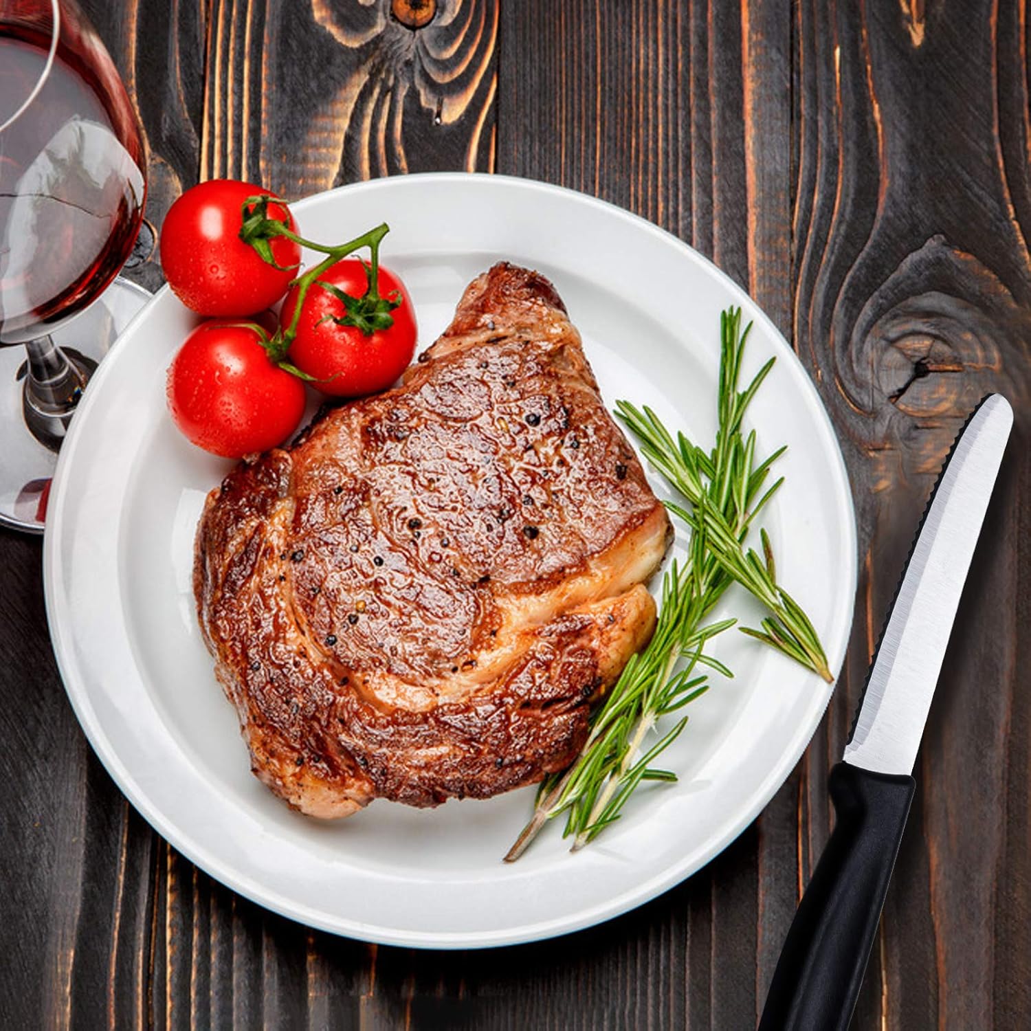 Thumbnail 3 de HOHSCHEID Steakmesser-Set 6-teilig aus Edelstahl mit Fein-Wellenschliff und schwarzen Griffen