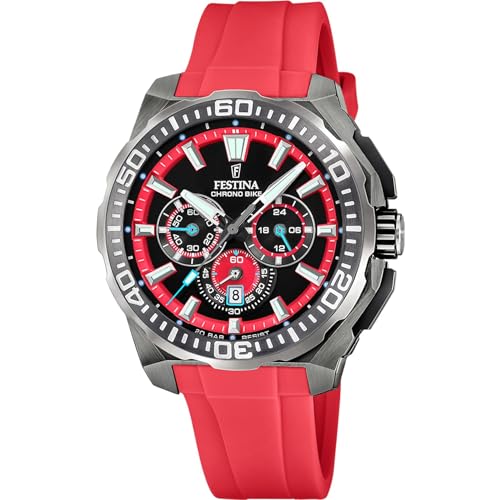 Thumbnail 2 de Festina F20725/5 Chrono Bike: reloj analógico de hombre con correa de caucho roja, cronógrafo y calendario