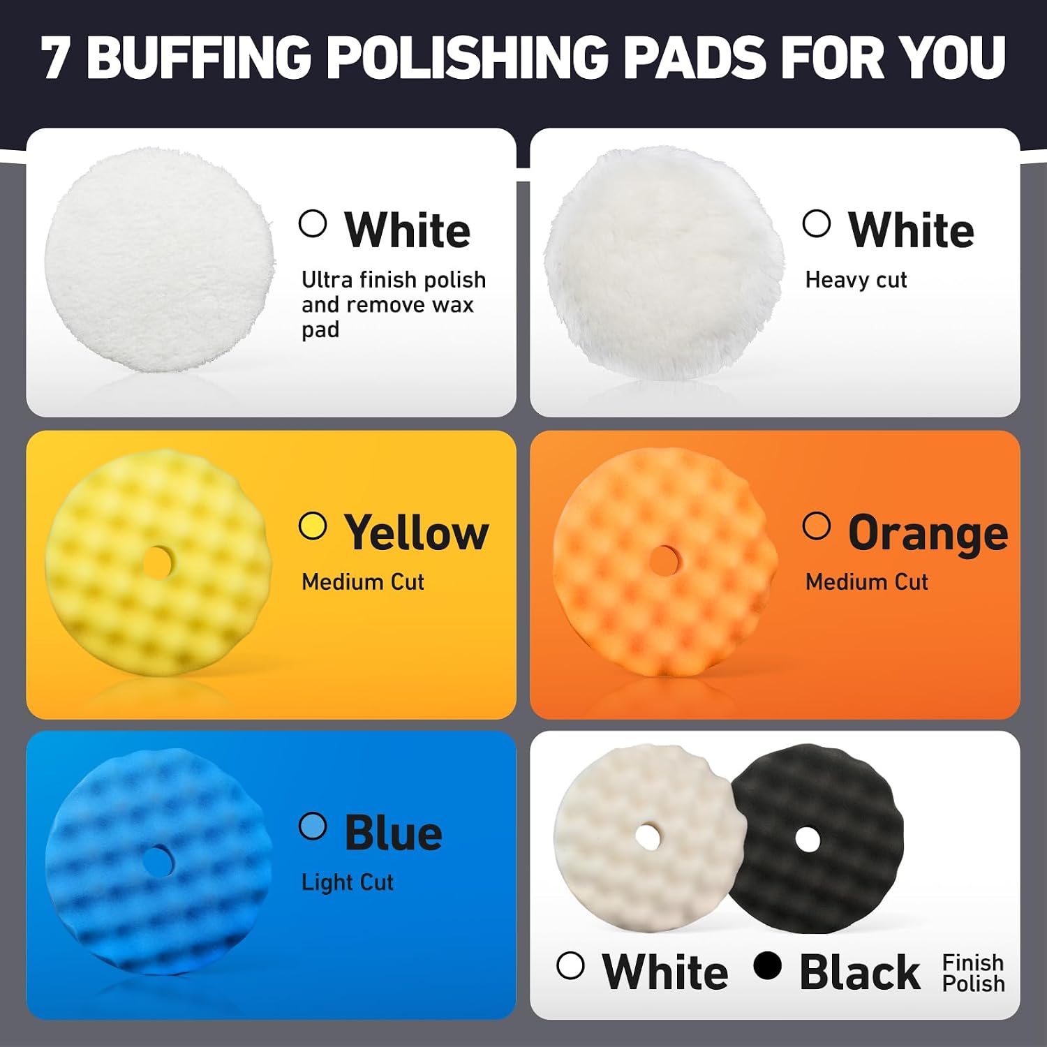 Detalle de Autolock HFPGP5C-001 5-Inch Buffing Pad Kit, 7-Piece Wool and Foam