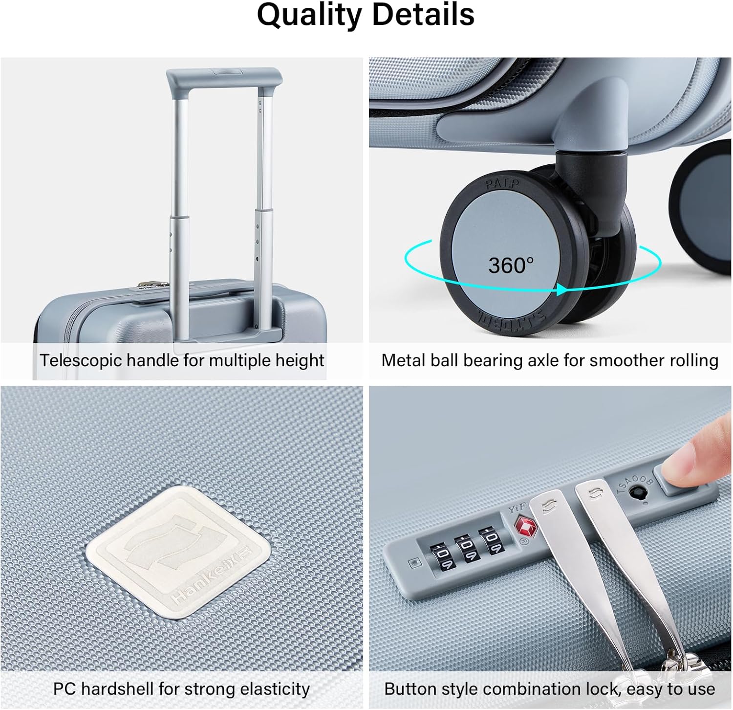 Thumbnail 6 de Hanke Top Open Expandable 20 Inch Cabin Suitcase: Lightweight Polycarbonate Carry-On with Top-Opening Design