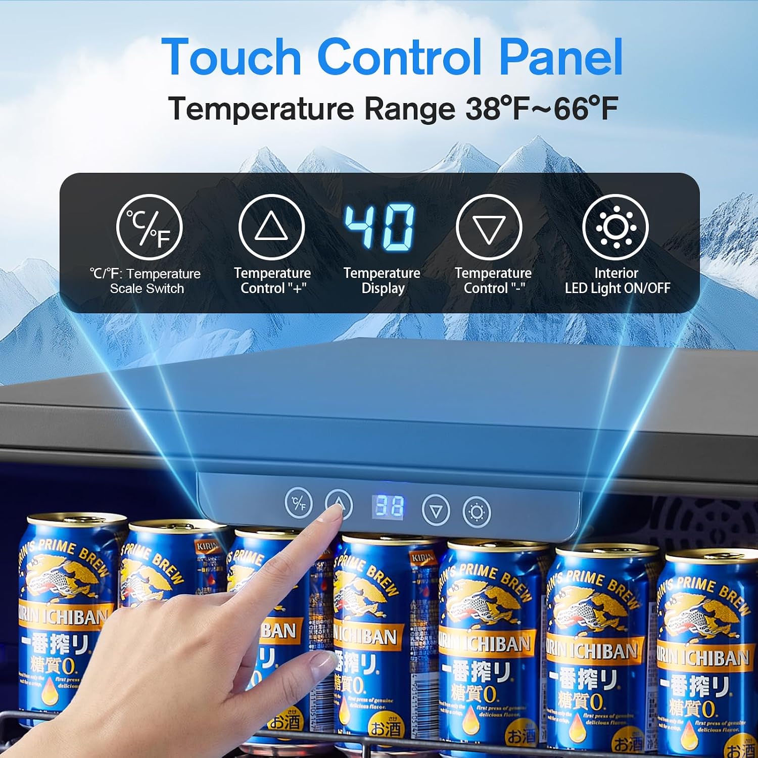 Detalle de Kalamera KRC-24SZB-A1 24-Inch Beverage Refrigerator, 164 Cans, Glass Door