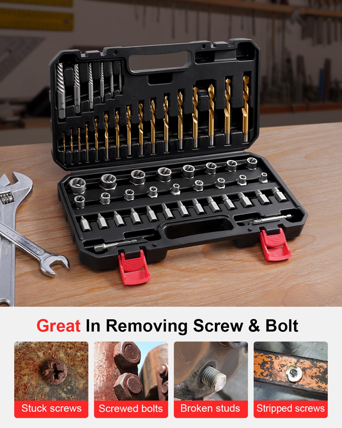 Detalle de Kolvoii CA-TK-014 54-Piece Bolt Extractor Kit with Left-Hand Bits