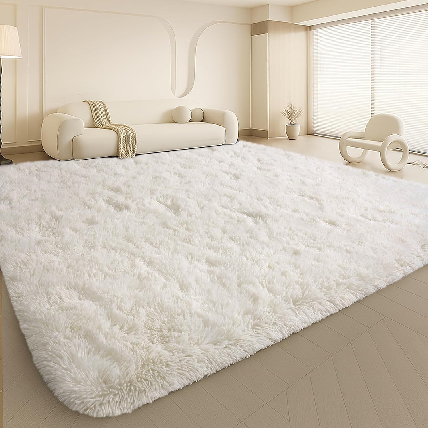 Detalle 2 de Mtandyx 8x10 Plush Cream White Area Rug