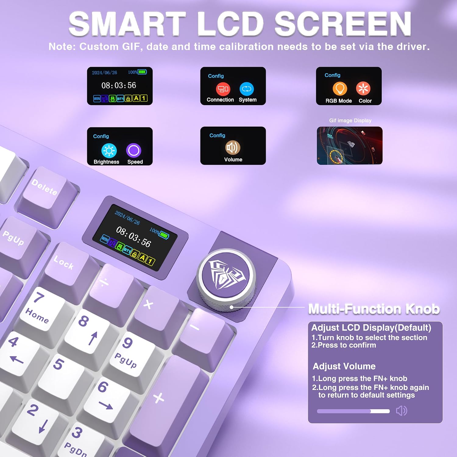 Detalle de AULA S98 Pro Wireless Mechanical Keyboard with Screen & Knob
