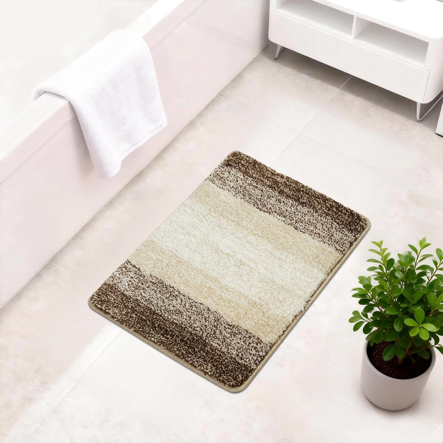 Thumbnail 6 de Famibay Badteppich rutschfest – rutschfester, saugfähiger Badvorleger aus Mikrofaser (Beige)