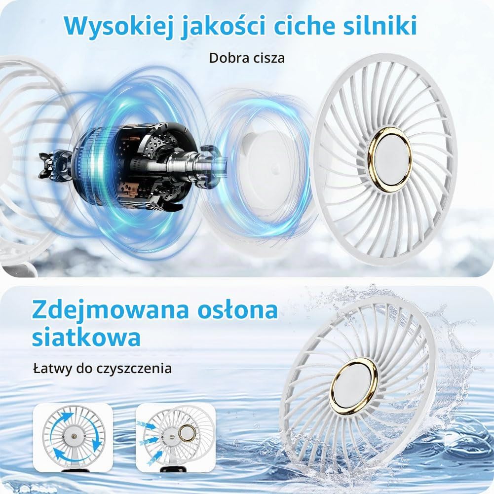 Detalle 2 de AUAUY 5868220 – składany wentylator ręczny, 6 prędkości, wyświetlacz