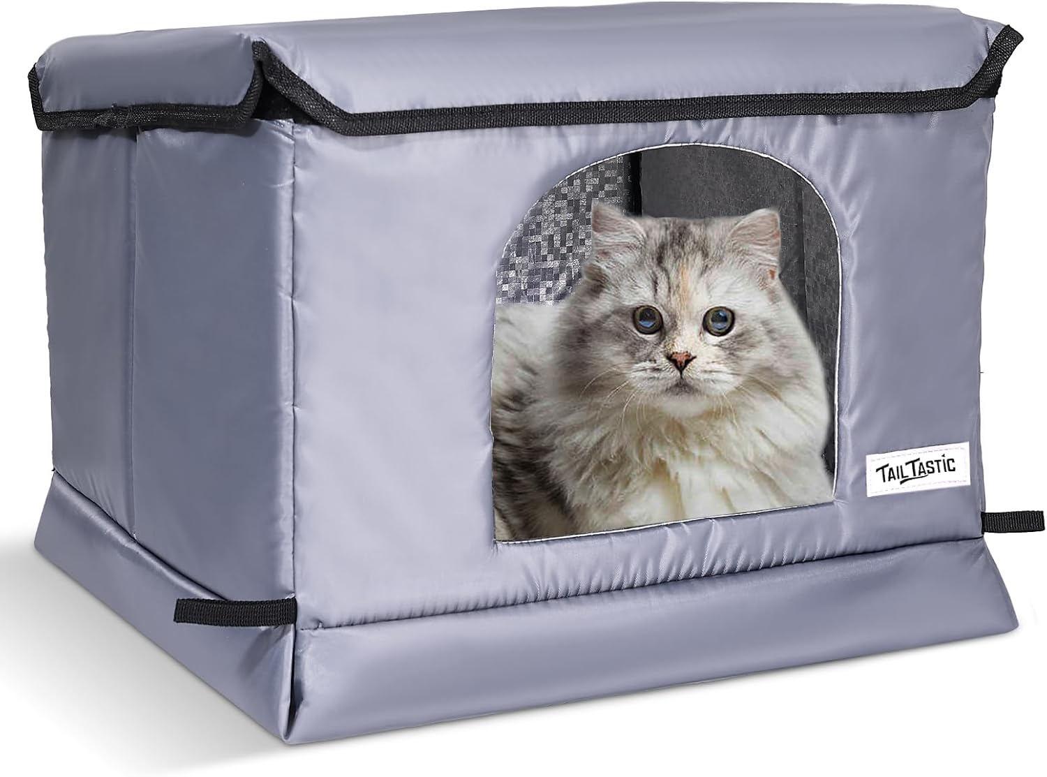 Detalle de TailTastic RX25PT014 Insulated Outdoor Cat House with Sloped Roof
