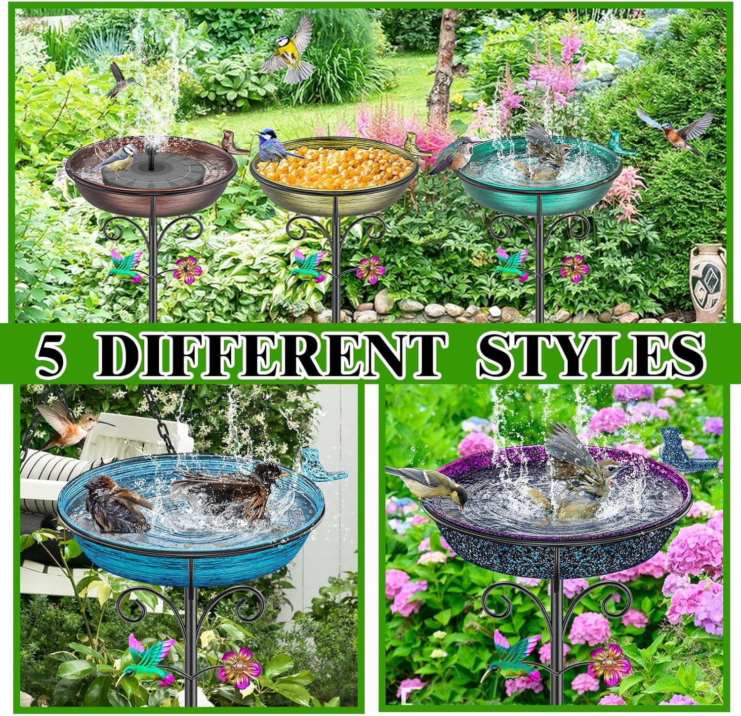 Thumbnail 6 de VeyFolzin.st Vintage Metal Bird Bath — Freestanding Garden Bowl in Vintage Blue