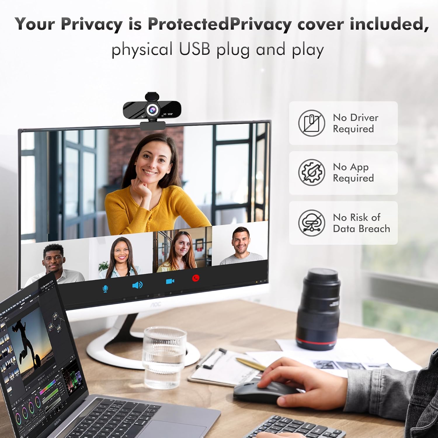 Detalle 1 de Webcam Gohero HD 1080P avec micro