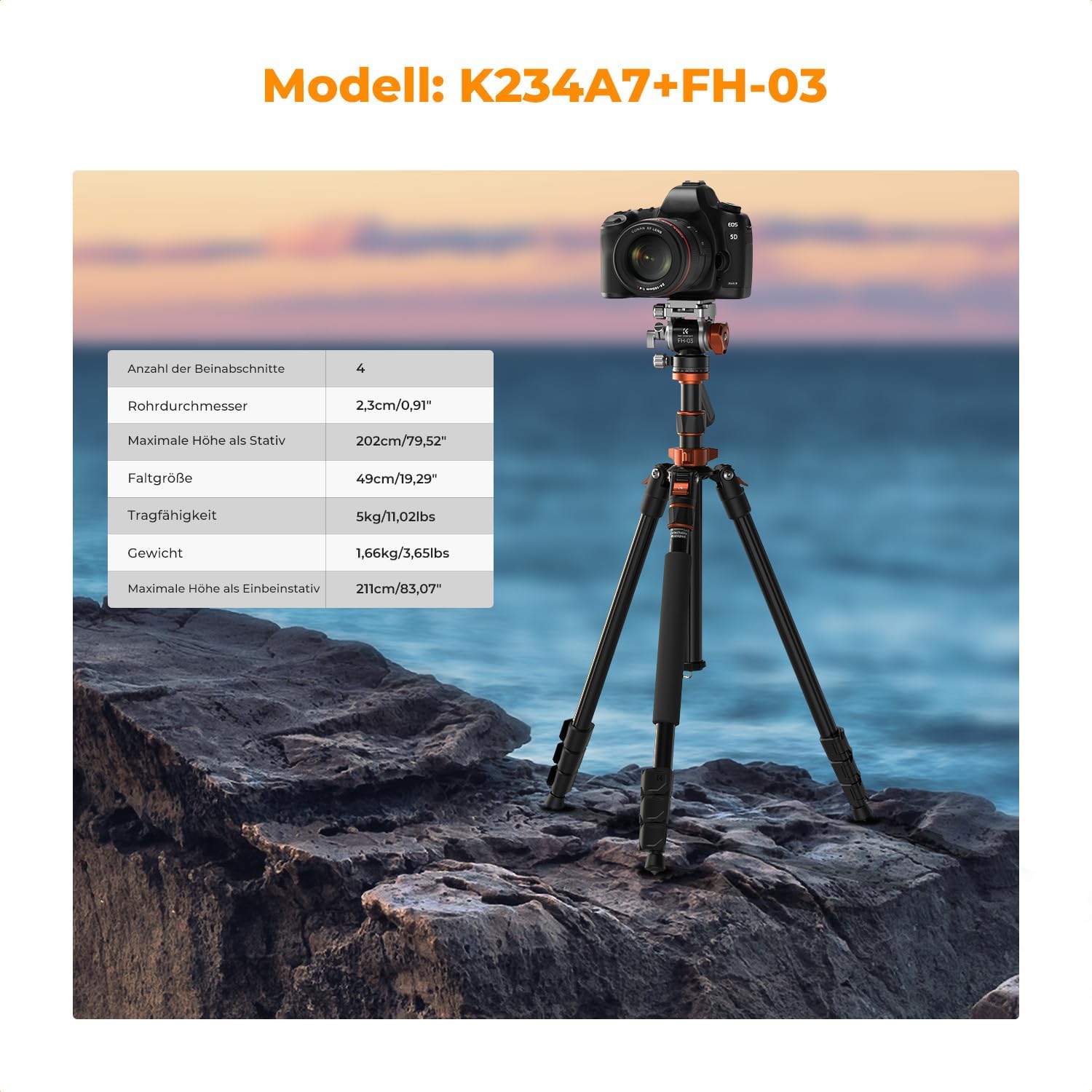 Thumbnail 1 de K&F CONCEPT K234A7 Videostativ 200 cm