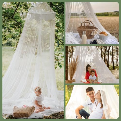 Detalle de ZUFIO Moustiquaire de Lit 0,6 x 2,5 x 12,5 m — Forme Ronde, Mailles Fines, Légère pour Lit de Bébé
