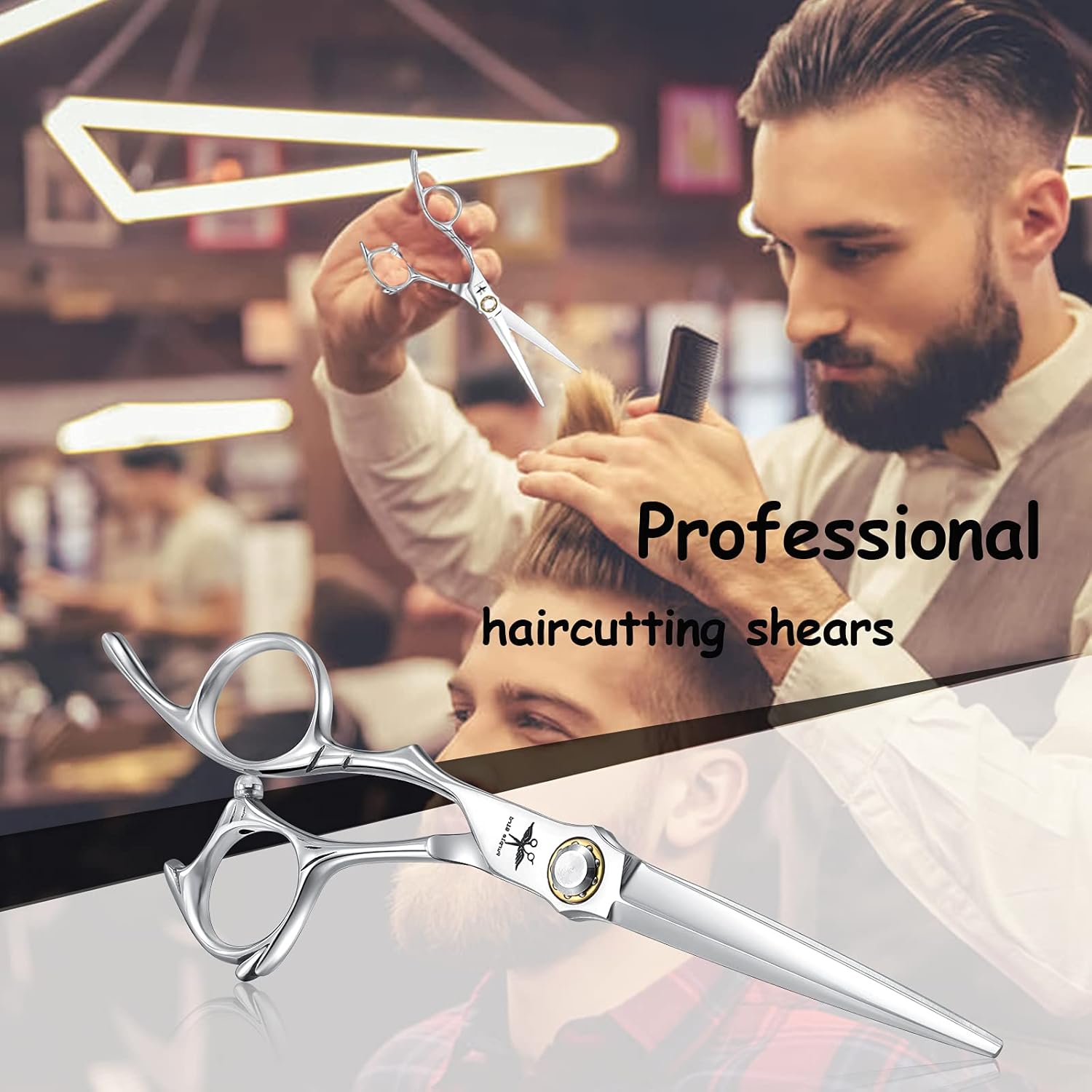 Detalle de PURPLEBIRD Professional Hairdressing Scissors (6 inch) Japanese 440C Stainless Steel