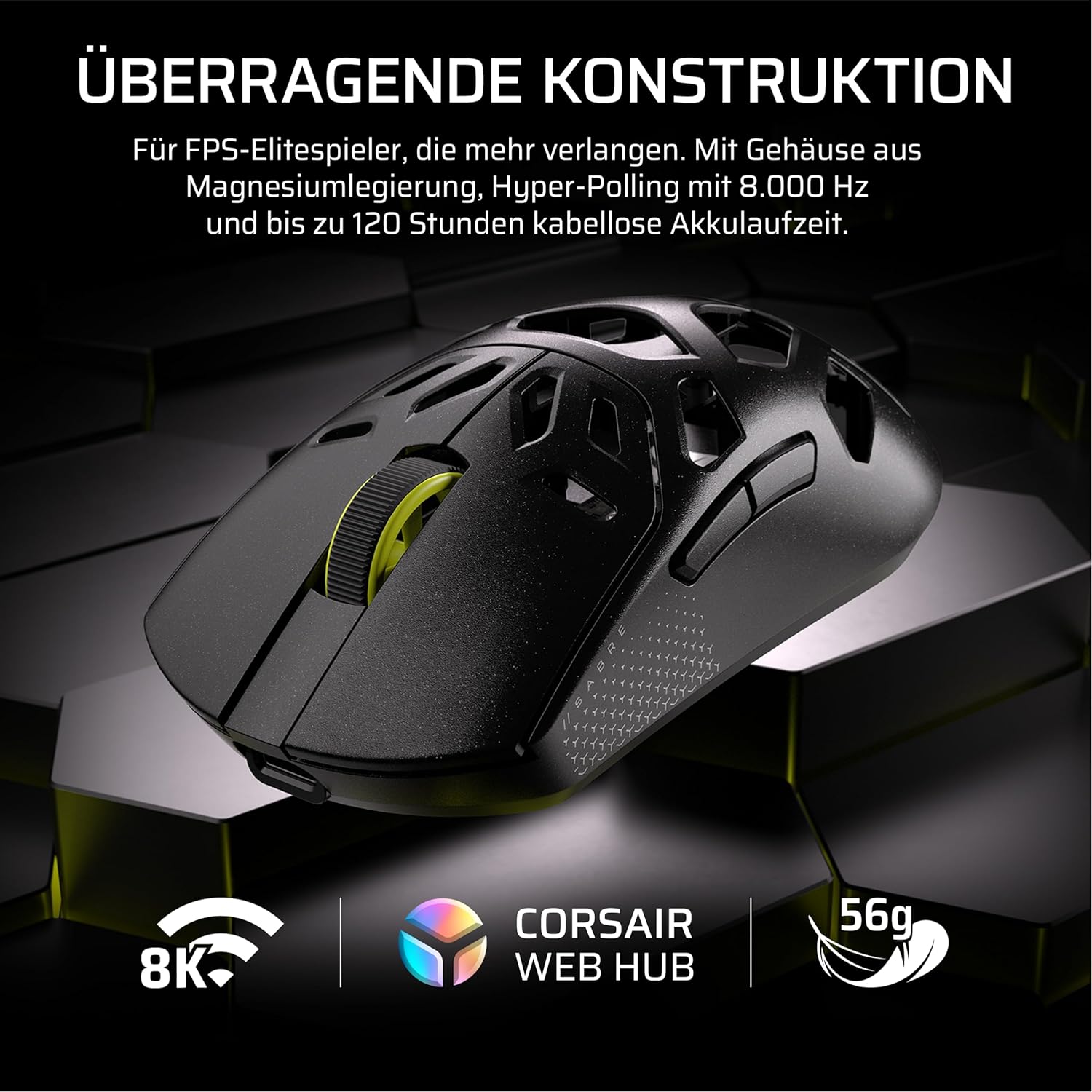 Thumbnail 1 de Corsair Sabre v2 PRO kabellose MG FPS-Gaming-Maus mit 33.000 DPI und 8.000 Hz – schwarz