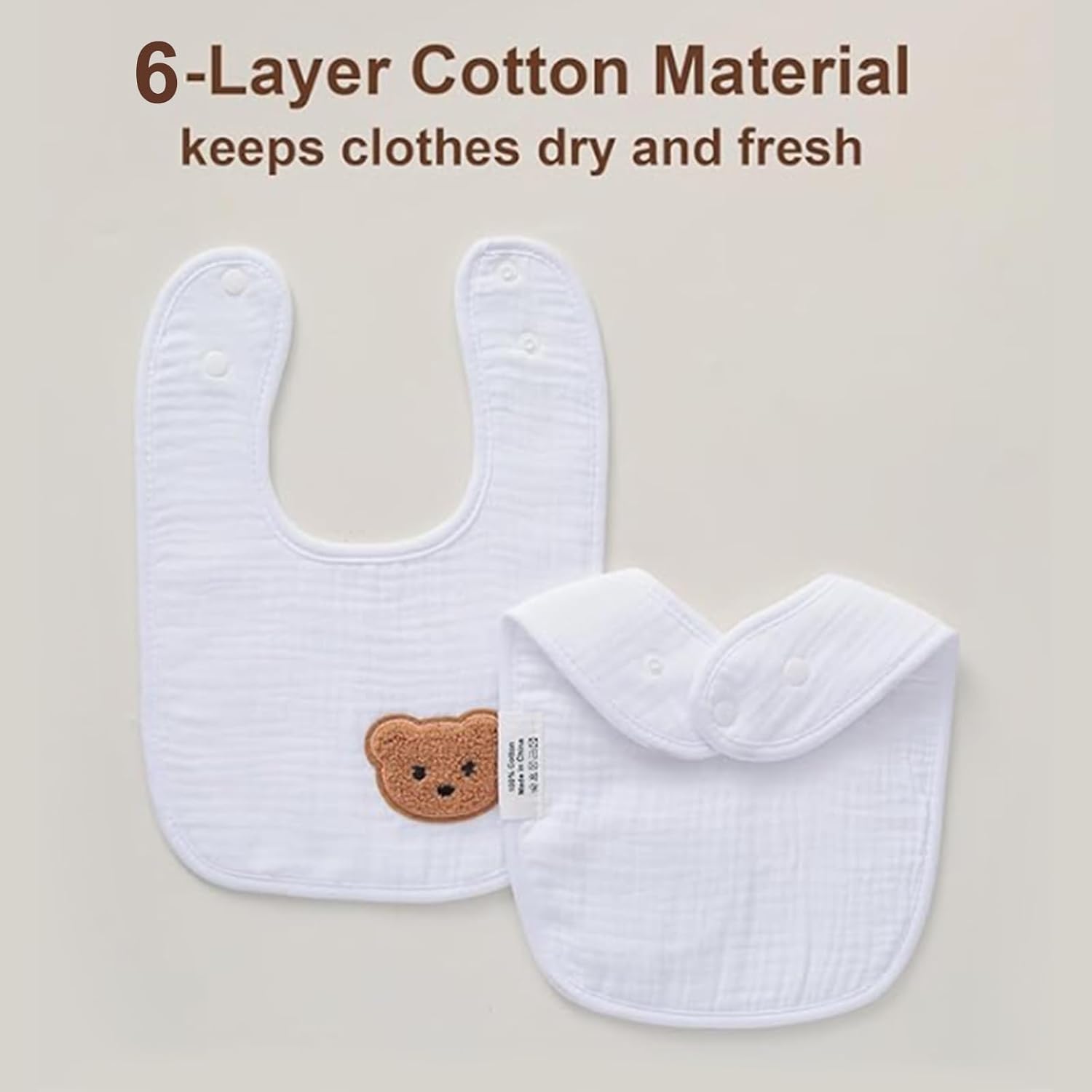 Detalle de Hakochia Muslin baby bibs 10-pack