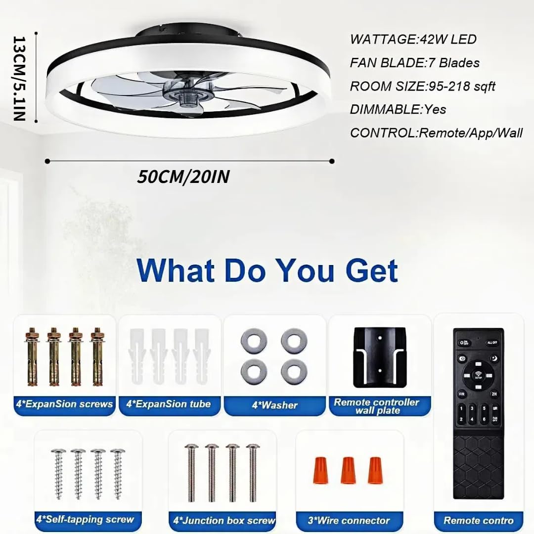 Detalle 2 de DWDVBL 50CM modern ceiling fan with lights