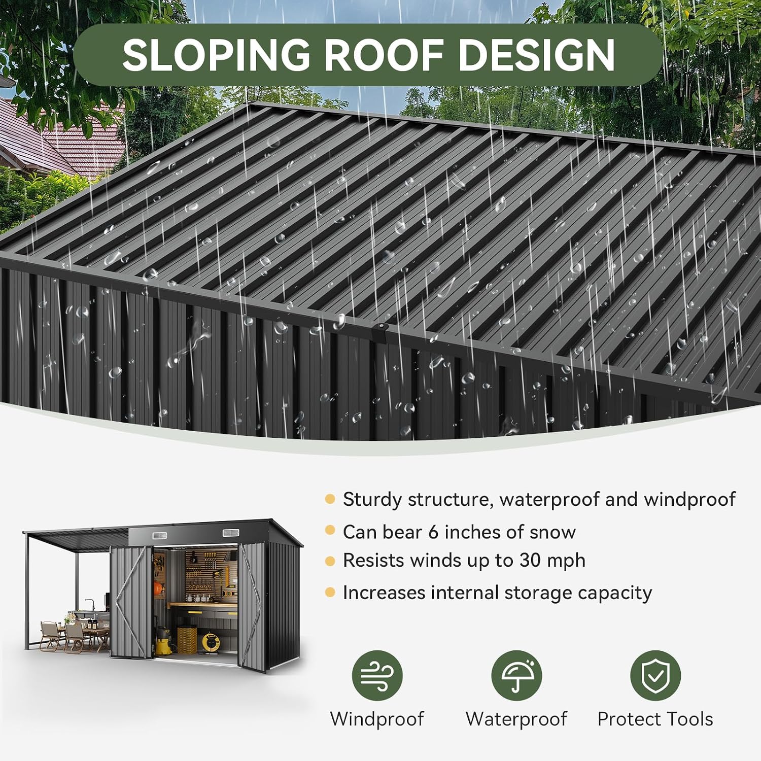 Detalle 1 de Aoxun Outdoor Storage Shed, 6x4FT