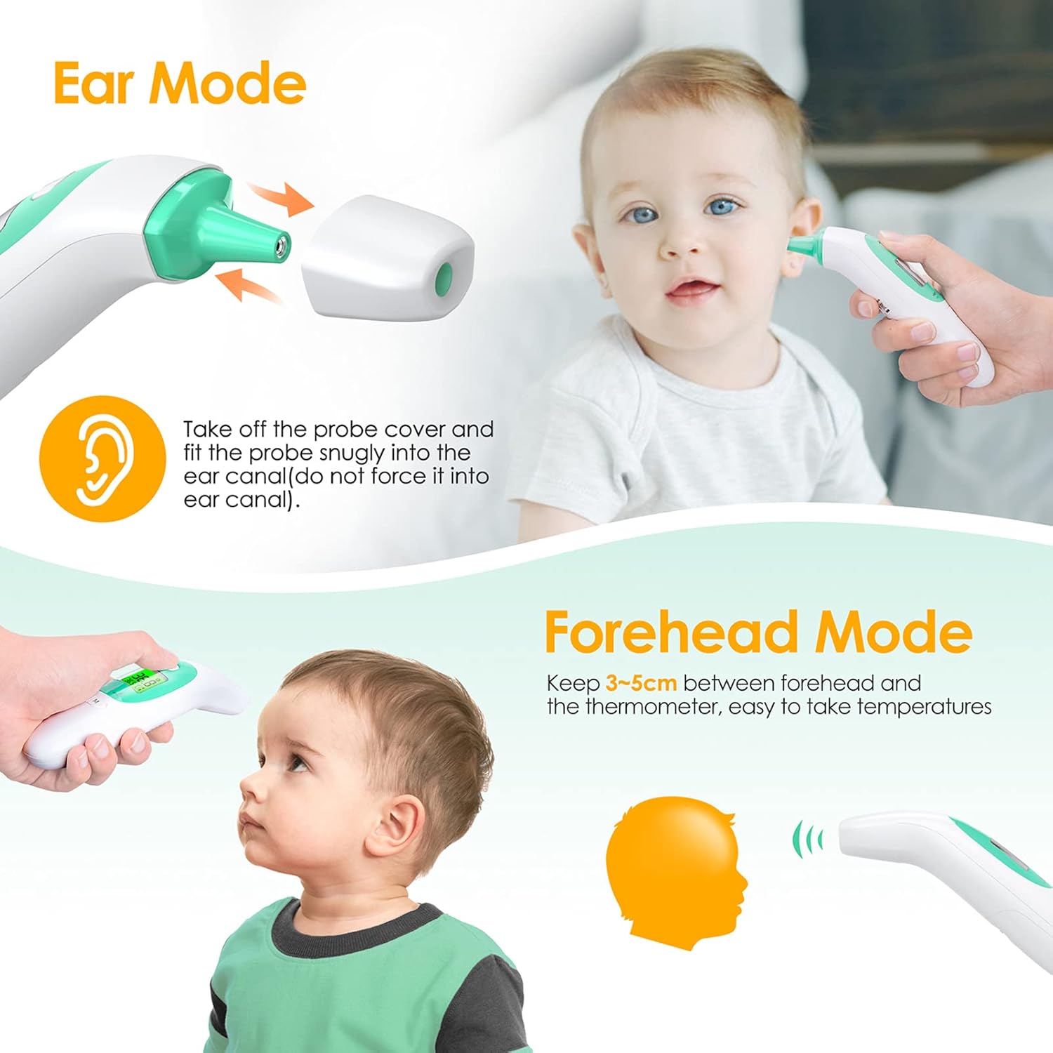 Thumbnail 3 de KKmier Non Contact Digital Forehead & Ear Thermometer (CE certificated) with 3-colour fever alarm